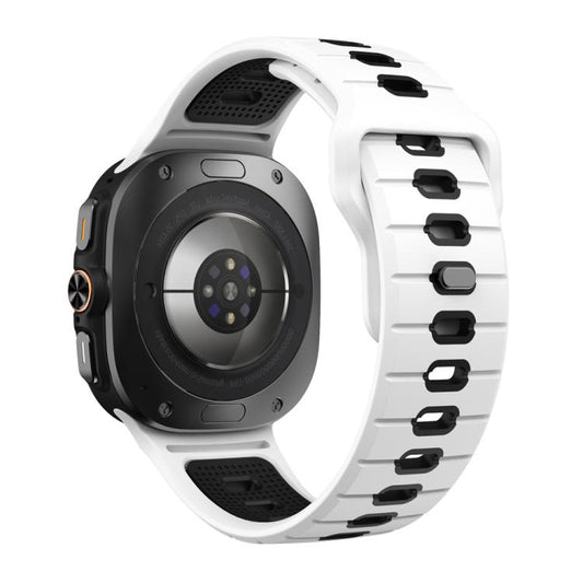 For Samsung Galaxy Watch Ultra 47mm / Ultra 2025 Horizontal Stripes Reverse Buckle Silicone Watch Band(White Black) by bashfashion