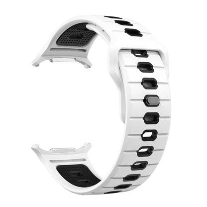 For Samsung Galaxy Watch Ultra 47mm / Ultra 2025 Horizontal Stripes Reverse Buckle Silicone Watch Band(White Black) by bashfashion