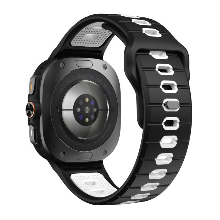 For Samsung Galaxy Watch Ultra 47mm / Ultra 2025 Horizontal Stripes Reverse Buckle Silicone Watch Band(Black White) by bashfashion