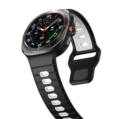 For Samsung Galaxy Watch Ultra 47mm / Ultra 2025 Horizontal Stripes Reverse Buckle Silicone Watch Band(Black White) by bashfashion