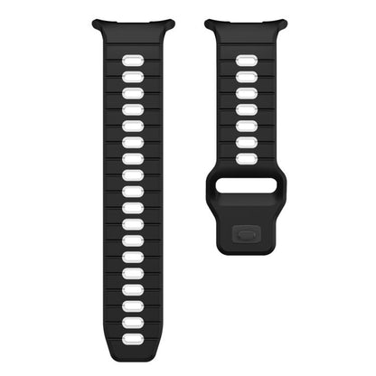 For Samsung Galaxy Watch Ultra 47mm / Ultra 2025 Horizontal Stripes Reverse Buckle Silicone Watch Band(Black White) by bashfashion