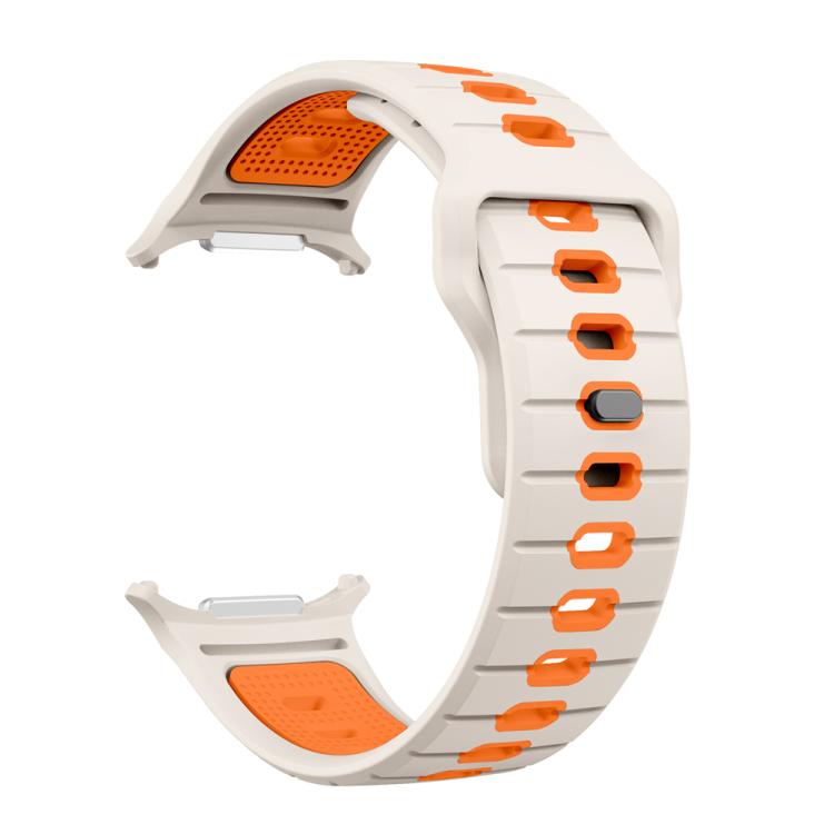 For Samsung Galaxy Watch Ultra 47mm / Ultra 2025 Horizontal Stripes Reverse Buckle Silicone Watch Band(Starlight Orange) by bashfashion