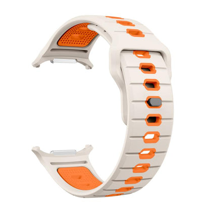 For Samsung Galaxy Watch Ultra 47mm / Ultra 2025 Horizontal Stripes Reverse Buckle Silicone Watch Band(Starlight Orange) by bashfashion