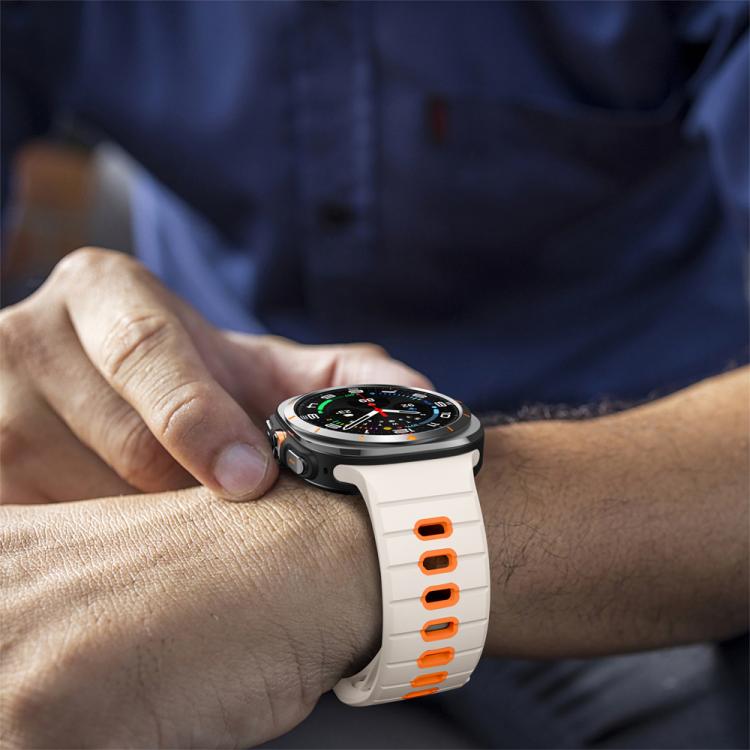 For Samsung Galaxy Watch Ultra 47mm / Ultra 2025 Horizontal Stripes Reverse Buckle Silicone Watch Band(Starlight Orange) by bashfashion