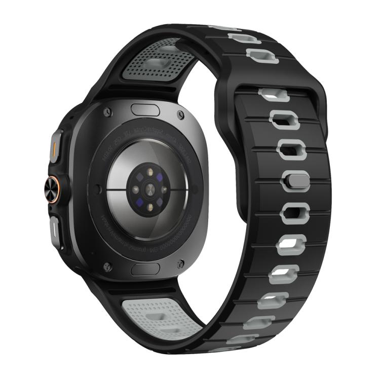 For Samsung Galaxy Watch Ultra 47mm / Ultra 2025 Horizontal Stripes Reverse Buckle Silicone Watch Band(Black Gray) by bashfashion