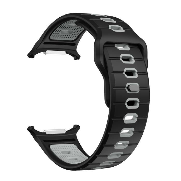 For Samsung Galaxy Watch Ultra 47mm / Ultra 2025 Horizontal Stripes Reverse Buckle Silicone Watch Band(Black Gray) by bashfashion