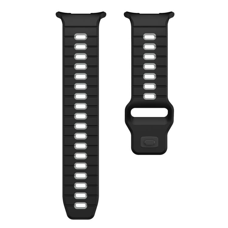 For Samsung Galaxy Watch Ultra 47mm / Ultra 2025 Horizontal Stripes Reverse Buckle Silicone Watch Band(Black Gray) by bashfashion