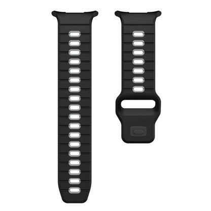 For Samsung Galaxy Watch Ultra 47mm / Ultra 2025 Horizontal Stripes Reverse Buckle Silicone Watch Band(Black Gray) by bashfashion
