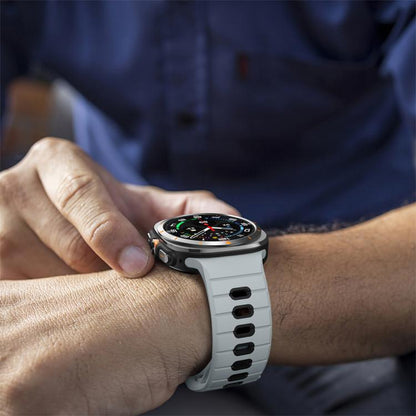 For Samsung Galaxy Watch Ultra 47mm / Ultra 2025 Horizontal Stripes Reverse Buckle Silicone Watch Band(Obsidian Black) by bashfashion