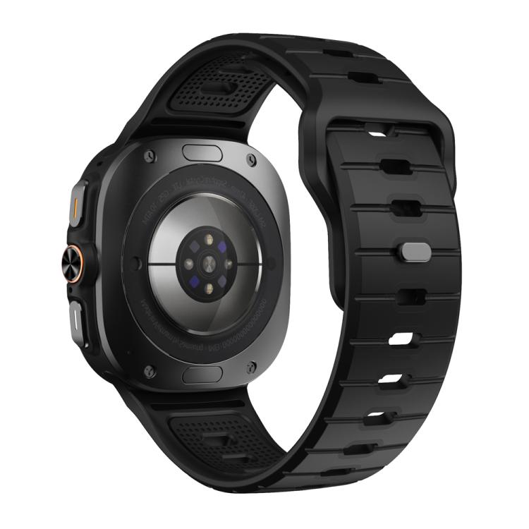 For Samsung Galaxy Watch Ultra 47mm / Ultra 2025 Horizontal Stripes Reverse Buckle Silicone Watch Band(Pure Black) by bashfashion