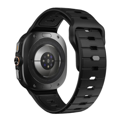 For Samsung Galaxy Watch Ultra 47mm / Ultra 2025 Horizontal Stripes Reverse Buckle Silicone Watch Band(Pure Black) by bashfashion