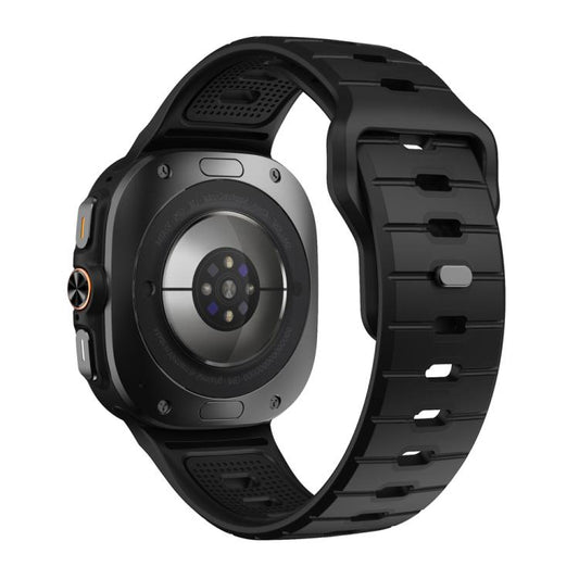 For Samsung Galaxy Watch Ultra 47mm / Ultra 2025 Horizontal Stripes Reverse Buckle Silicone Watch Band(Pure Black) by bashfashion