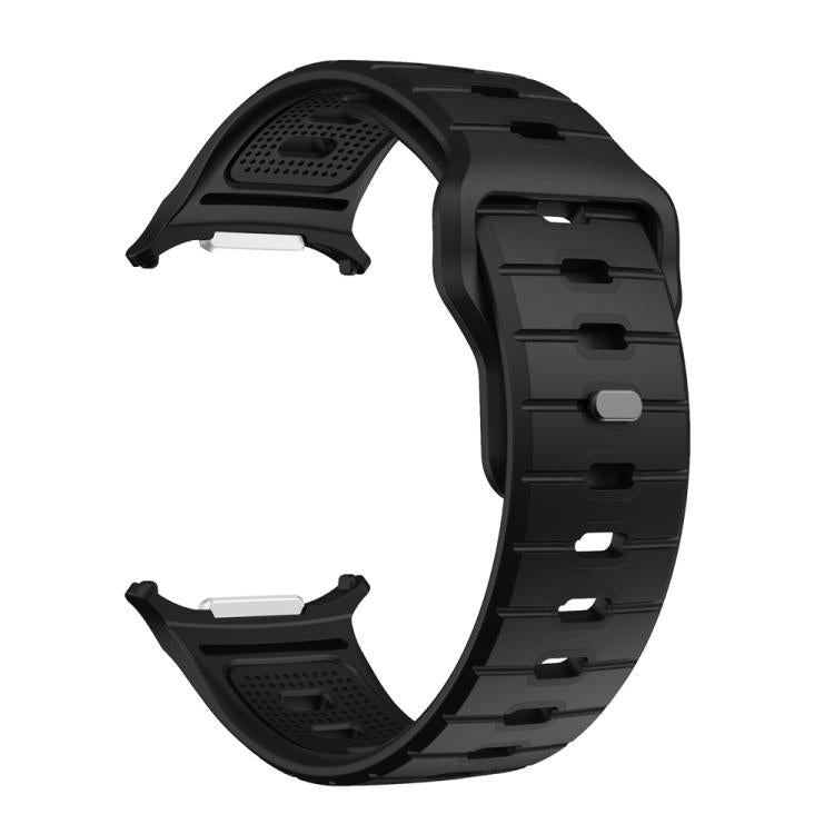 For Samsung Galaxy Watch Ultra 47mm / Ultra 2025 Horizontal Stripes Reverse Buckle Silicone Watch Band(Pure Black) by bashfashion