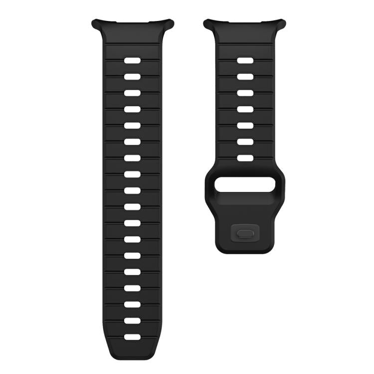 For Samsung Galaxy Watch Ultra 47mm / Ultra 2025 Horizontal Stripes Reverse Buckle Silicone Watch Band(Pure Black) by bashfashion