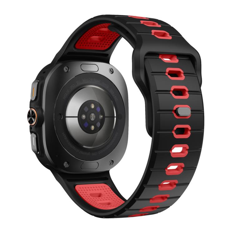 For Samsung Galaxy Watch Ultra 47mm / Ultra 2025 Horizontal Stripes Reverse Buckle Silicone Watch Band(Black Red) by bashfashion
