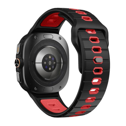 For Samsung Galaxy Watch Ultra 47mm / Ultra 2025 Horizontal Stripes Reverse Buckle Silicone Watch Band(Black Red) by bashfashion