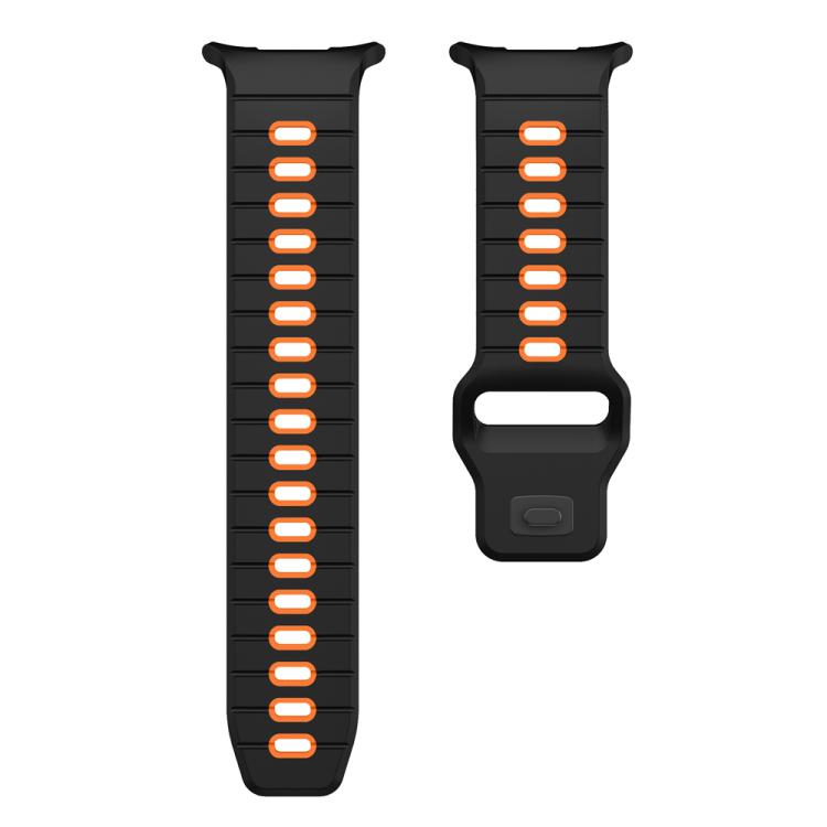 For Samsung Galaxy Watch Ultra 47mm / Ultra 2025 Horizontal Stripes Reverse Buckle Silicone Watch Band(Black Orange) by bashfashion