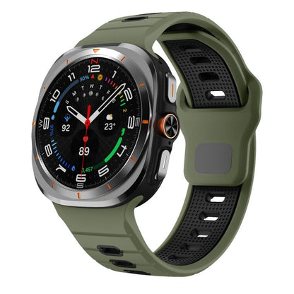 For Samsung Galaxy Watch Ultra 47mm / Ultra 2025 Horizontal Stripes Reverse Buckle Silicone Watch Band(Army Green Black) by bashfashion