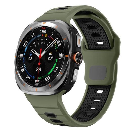 For Samsung Galaxy Watch Ultra 47mm / Ultra 2025 Horizontal Stripes Reverse Buckle Silicone Watch Band(Army Green Black) by bashfashion