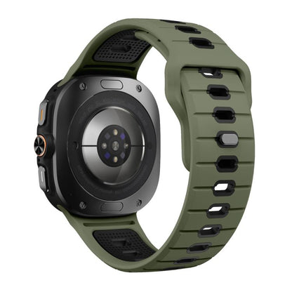 For Samsung Galaxy Watch Ultra 47mm / Ultra 2025 Horizontal Stripes Reverse Buckle Silicone Watch Band(Army Green Black) by bashfashion