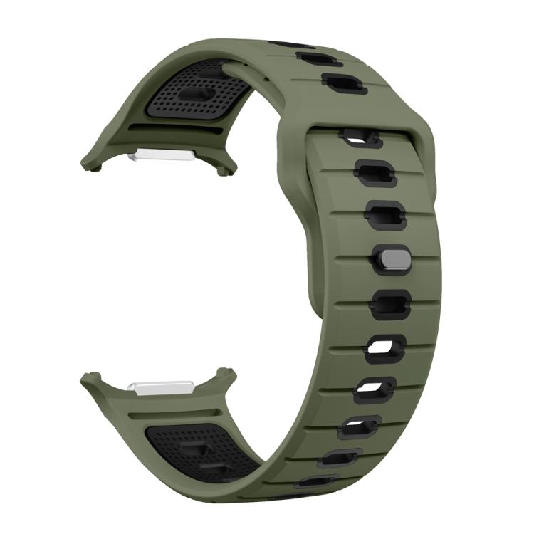 For Samsung Galaxy Watch Ultra 47mm / Ultra 2025 Horizontal Stripes Reverse Buckle Silicone Watch Band(Army Green Black) by bashfashion