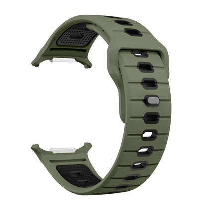 For Samsung Galaxy Watch Ultra 47mm / Ultra 2025 Horizontal Stripes Reverse Buckle Silicone Watch Band(Army Green Black) by bashfashion