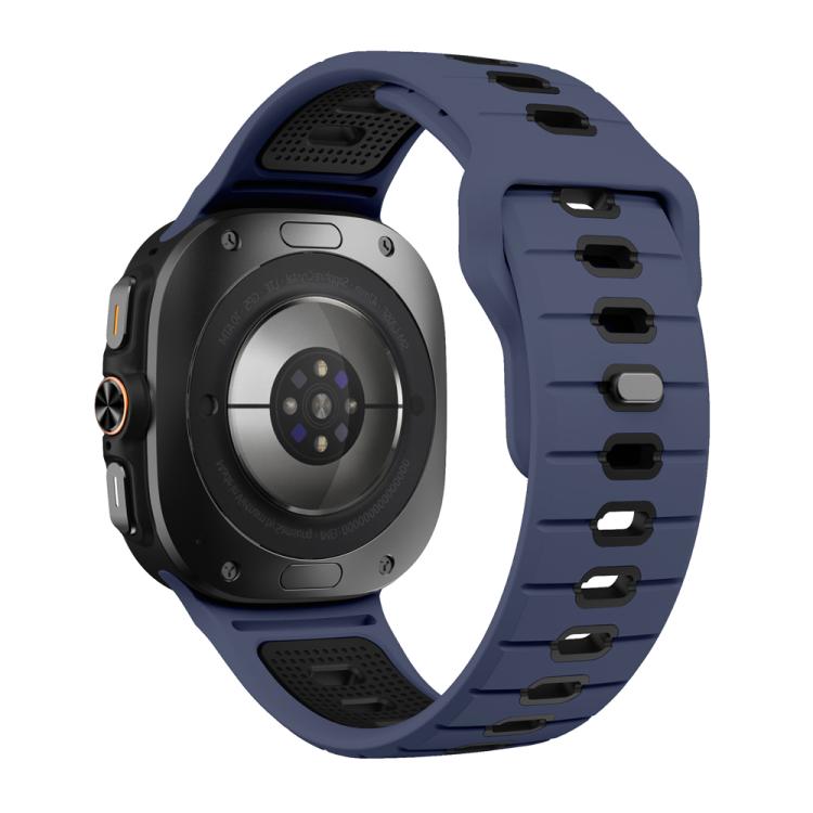 For Samsung Galaxy Watch Ultra 47mm / Ultra 2025 Horizontal Stripes Reverse Buckle Silicone Watch Band(Midnight Blue Black) by bashfashion