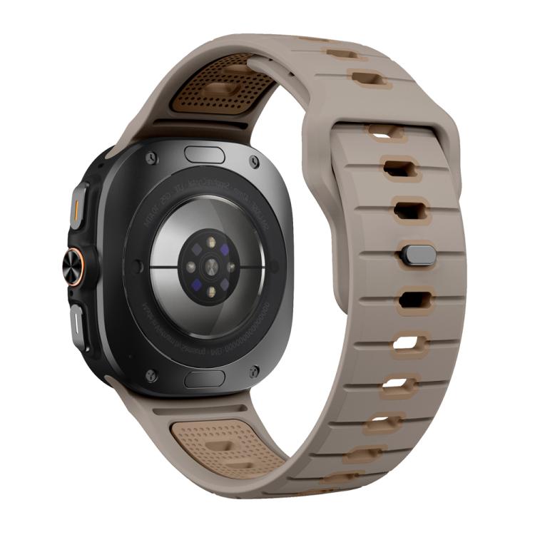 For Samsung Galaxy Watch Ultra 47mm / Ultra 2025 Horizontal Stripes Reverse Buckle Silicone Watch Band(Olive Coffee) by bashfashion