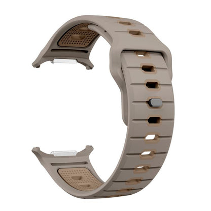 For Samsung Galaxy Watch Ultra 47mm / Ultra 2025 Horizontal Stripes Reverse Buckle Silicone Watch Band(Olive Coffee) by bashfashion