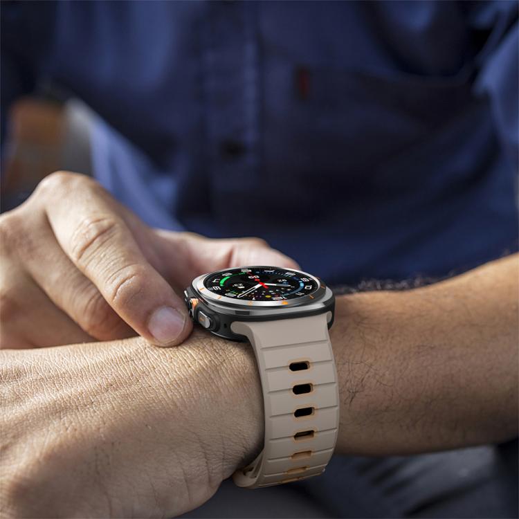 For Samsung Galaxy Watch Ultra 47mm / Ultra 2025 Horizontal Stripes Reverse Buckle Silicone Watch Band(Olive Coffee) by bashfashion