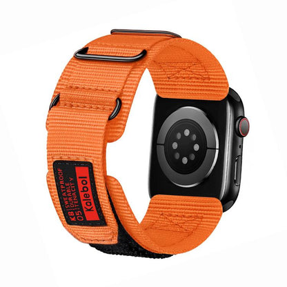 For Apple Watch 42mm / 41mm / 40mm / 38mm Kalebol Hook and Tri-Loop Nylon Watch Band(Orange) by Kalebol