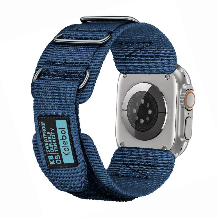 For Apple Watch 42mm / 41mm / 40mm / 38mm Kalebol Hook and Tri-Loop Nylon Watch Band(Blue) by Kalebol