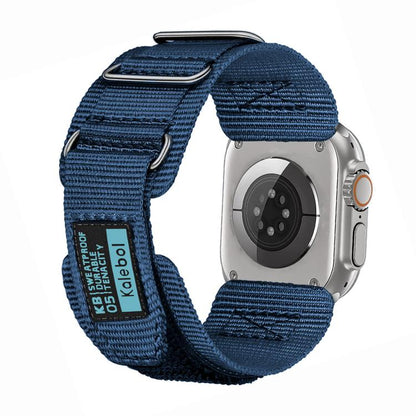 For Apple Watch 46mm / 49mm / 45mm / 44mm Kalebol Hook and Tri-Loop Nylon Watch Band(Blue) by Kalebol