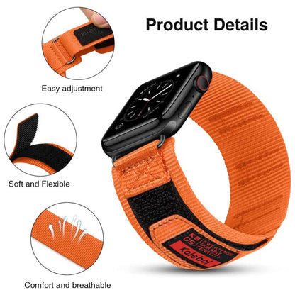 For Apple Watch 42mm / 41mm / 40mm / 38mm Kalebol Hook and Tri-Loop Nylon Watch Band(Orange) by Kalebol