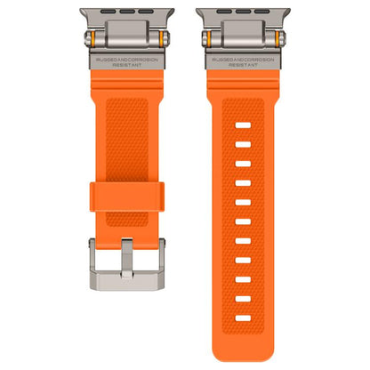 For Apple Watch 42 / 44 / 45 / 46 / 49mm Metal Connector Explorer Silicone Watch Band(Titanium Orange) by bashfashion