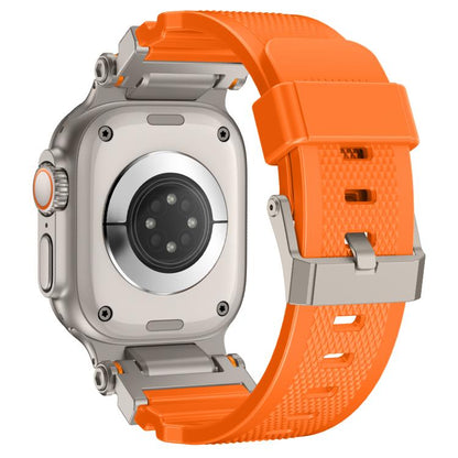 For Apple Watch 42 / 44 / 45 / 46 / 49mm Metal Connector Explorer Silicone Watch Band(Titanium Orange) by bashfashion