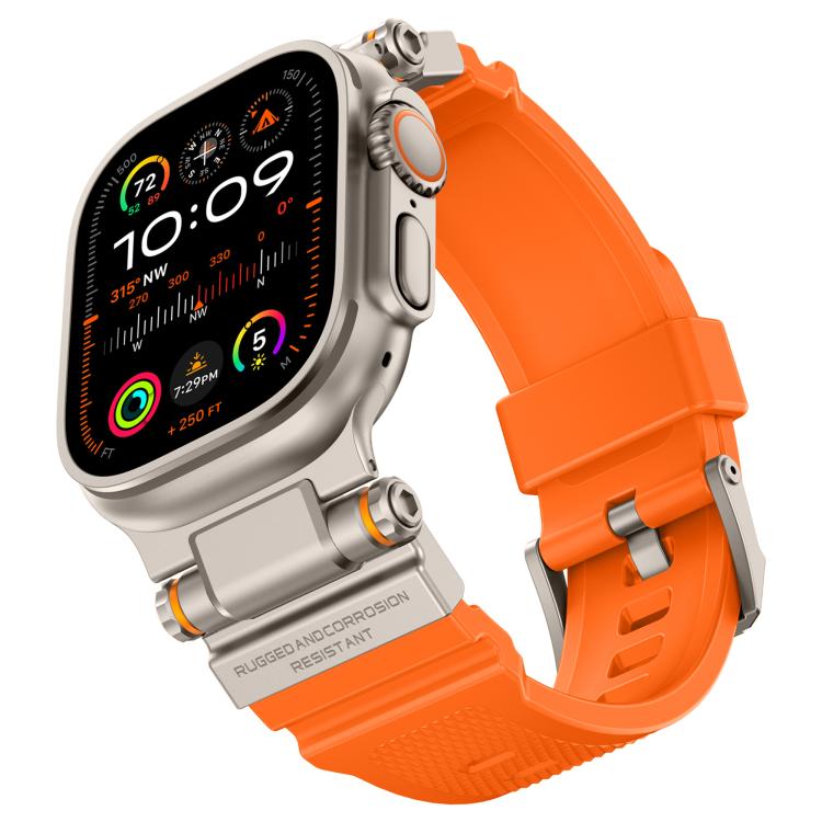 For Apple Watch 42 / 44 / 45 / 46 / 49mm Metal Connector Explorer Silicone Watch Band(Titanium Orange) by bashfashion