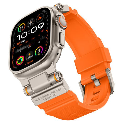 For Apple Watch 42 / 44 / 45 / 46 / 49mm Metal Connector Explorer Silicone Watch Band(Titanium Orange) by bashfashion
