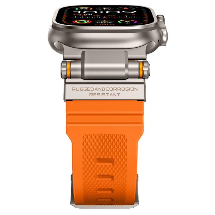 For Apple Watch 42 / 44 / 45 / 46 / 49mm Metal Connector Explorer Silicone Watch Band(Titanium Orange) by bashfashion