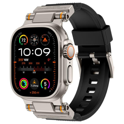 For Apple Watch 42 / 44 / 45 / 46 / 49mm Metal Connector Explorer Silicone Watch Band(Titanium Black) by bashfashion