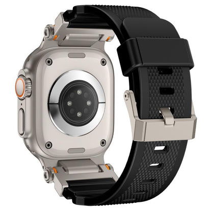 For Apple Watch 42 / 44 / 45 / 46 / 49mm Metal Connector Explorer Silicone Watch Band(Titanium Black) by bashfashion