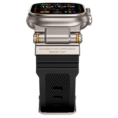 For Apple Watch 42 / 44 / 45 / 46 / 49mm Metal Connector Explorer Silicone Watch Band(Titanium Black) by bashfashion