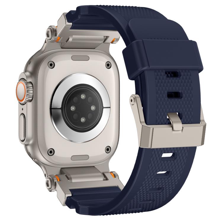 For Apple Watch 42 / 44 / 45 / 46 / 49mm Metal Connector Explorer Silicone Watch Band(Titanium Blue) by bashfashion