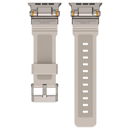 For Apple Watch 42 / 44 / 45 / 46 / 49mm Metal Connector Explorer Silicone Watch Band(Titanium Starlight) by bashfashion
