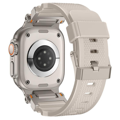 For Apple Watch 42 / 44 / 45 / 46 / 49mm Metal Connector Explorer Silicone Watch Band(Titanium Starlight) by bashfashion