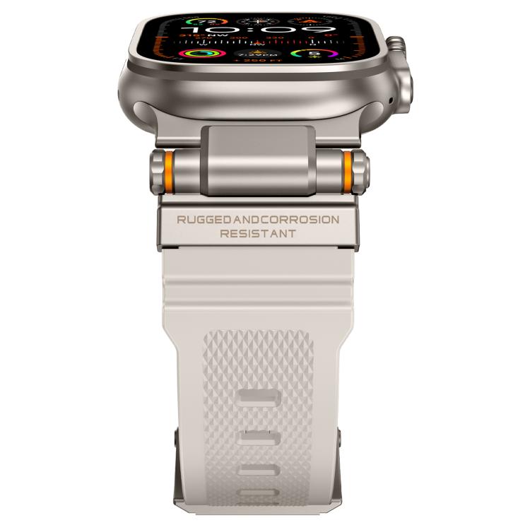 For Apple Watch 42 / 44 / 45 / 46 / 49mm Metal Connector Explorer Silicone Watch Band(Titanium Starlight) by bashfashion