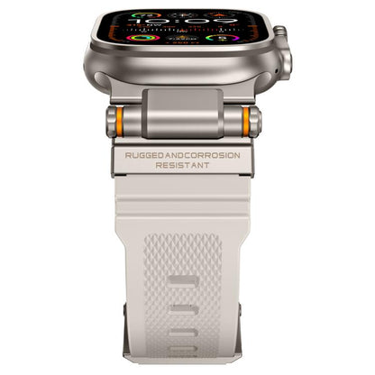 For Apple Watch 42 / 44 / 45 / 46 / 49mm Metal Connector Explorer Silicone Watch Band(Titanium Starlight) by bashfashion