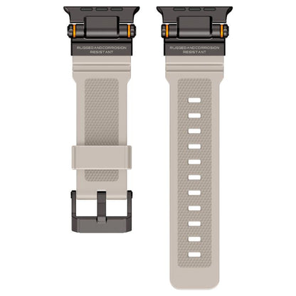 For Apple Watch 42 / 44 / 45 / 46 / 49mm Metal Connector Explorer Silicone Watch Band(Black Starlight) by bashfashion