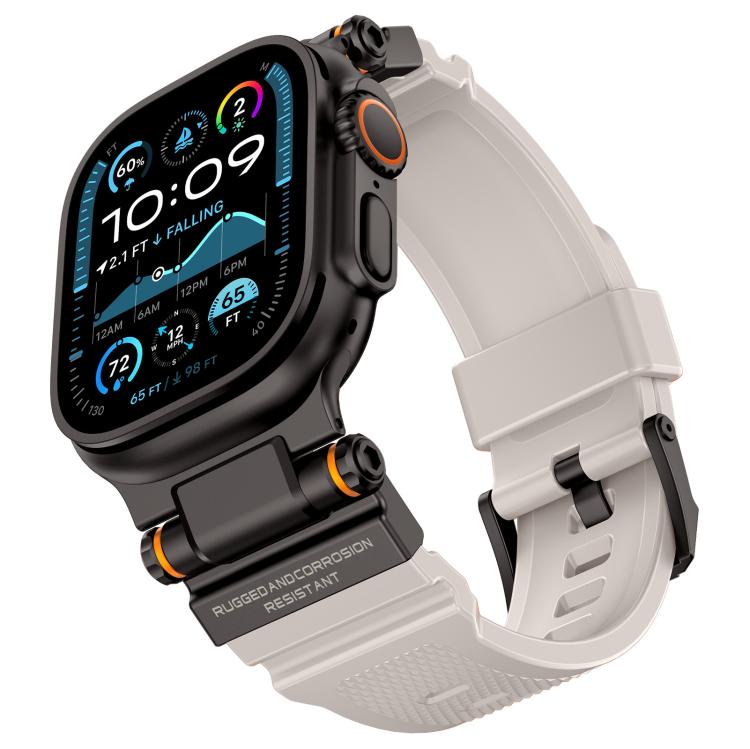 For Apple Watch 42 / 44 / 45 / 46 / 49mm Metal Connector Explorer Silicone Watch Band(Black Starlight) by bashfashion