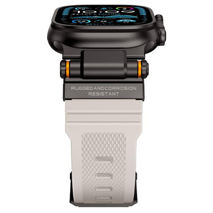 For Apple Watch 42 / 44 / 45 / 46 / 49mm Metal Connector Explorer Silicone Watch Band(Black Starlight) by bashfashion